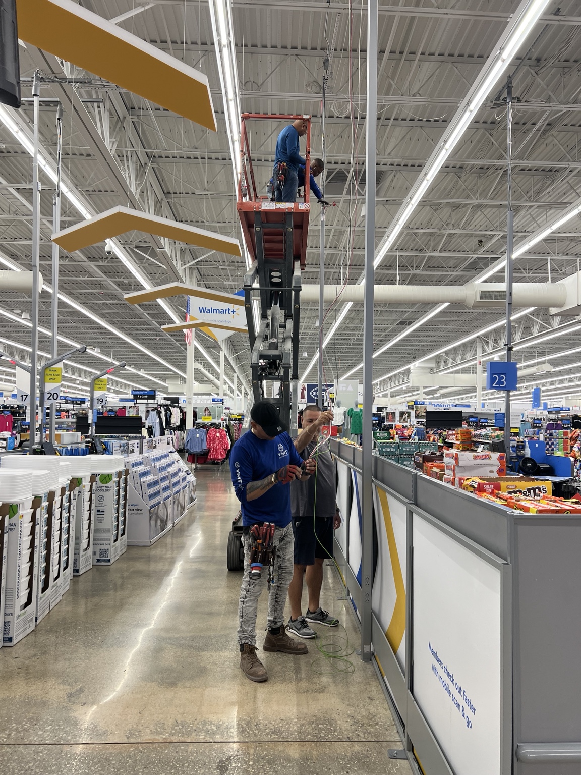 Commercial electrical work inside a retail store